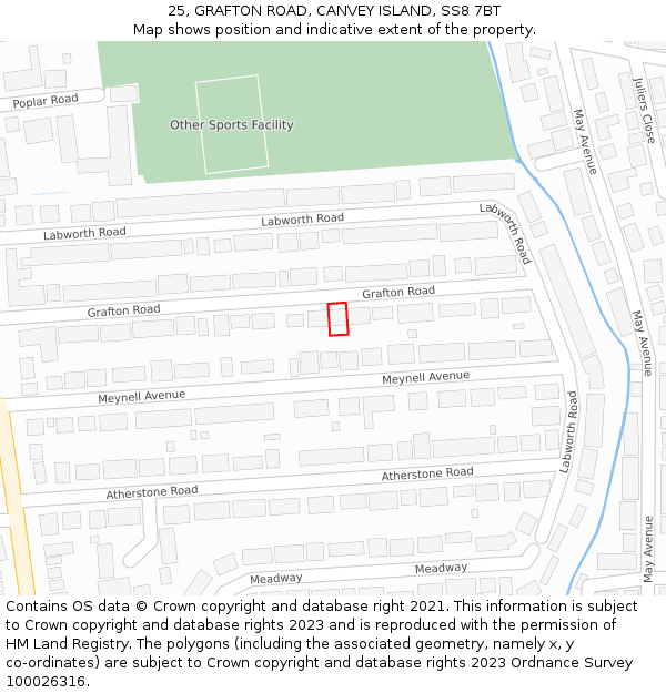 25, GRAFTON ROAD, CANVEY ISLAND, SS8 7BT: Location map and indicative extent of plot