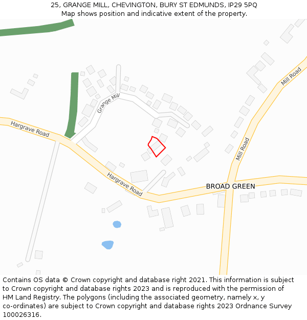 25, GRANGE MILL, CHEVINGTON, BURY ST EDMUNDS, IP29 5PQ: Location map and indicative extent of plot