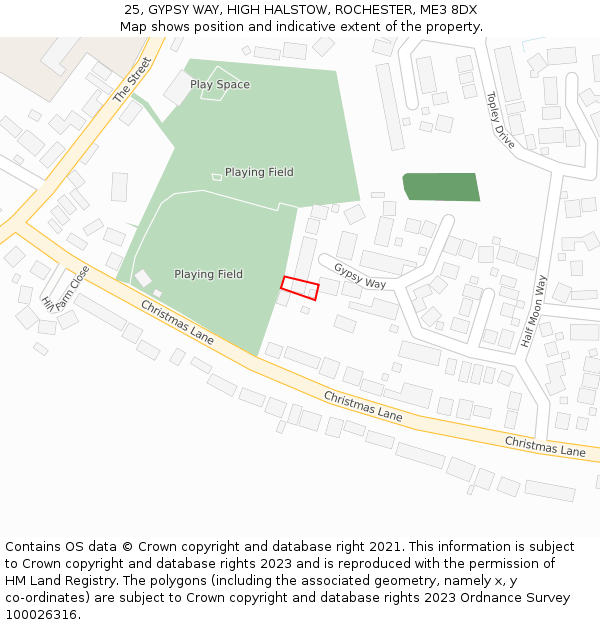 25, GYPSY WAY, HIGH HALSTOW, ROCHESTER, ME3 8DX: Location map and indicative extent of plot