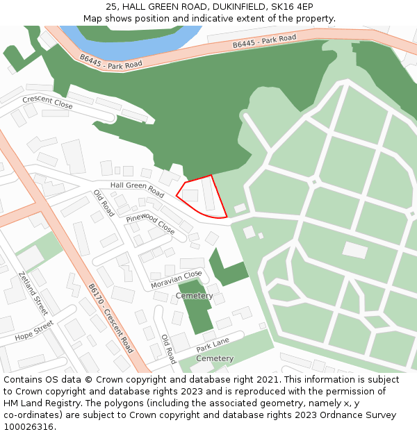 25, HALL GREEN ROAD, DUKINFIELD, SK16 4EP: Location map and indicative extent of plot