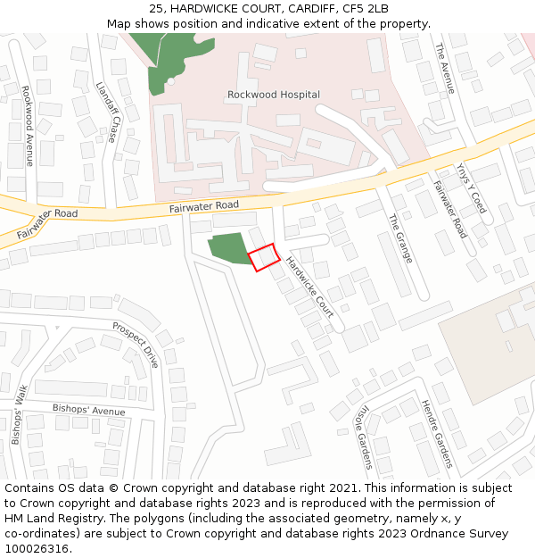 25, HARDWICKE COURT, CARDIFF, CF5 2LB: Location map and indicative extent of plot