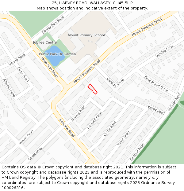 25, HARVEY ROAD, WALLASEY, CH45 5HP: Location map and indicative extent of plot