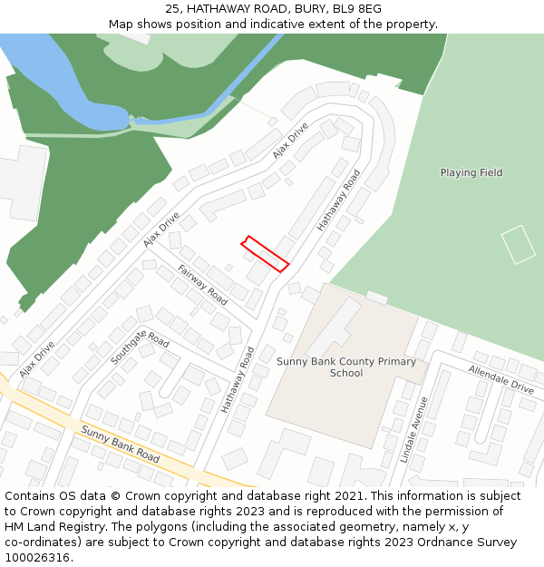 25, HATHAWAY ROAD, BURY, BL9 8EG: Location map and indicative extent of plot
