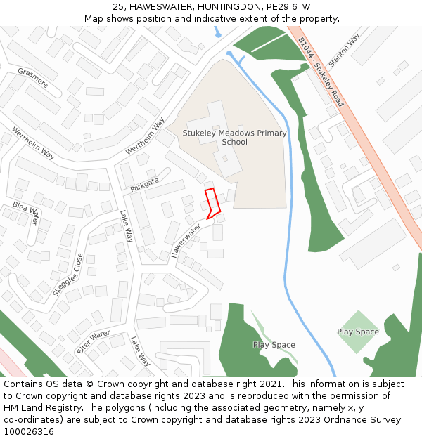 25, HAWESWATER, HUNTINGDON, PE29 6TW: Location map and indicative extent of plot