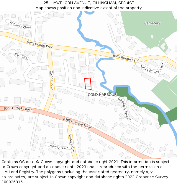 25, HAWTHORN AVENUE, GILLINGHAM, SP8 4ST: Location map and indicative extent of plot