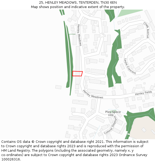 25, HENLEY MEADOWS, TENTERDEN, TN30 6EN: Location map and indicative extent of plot