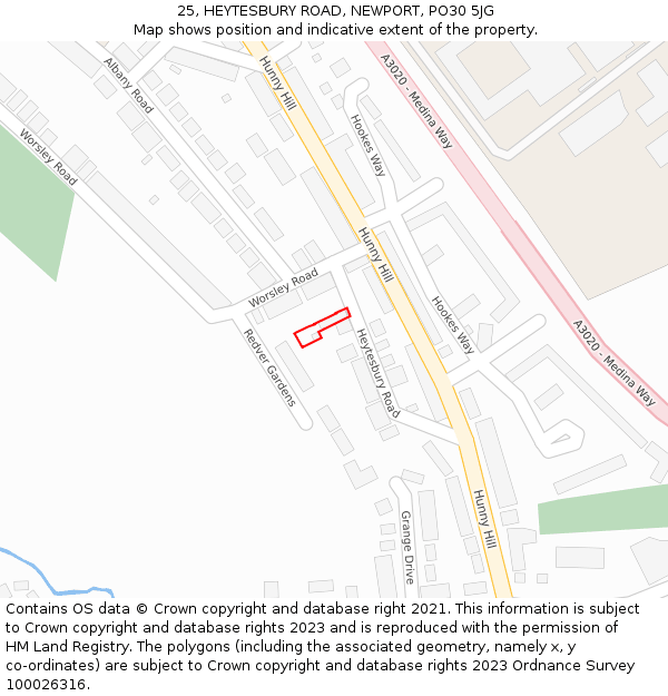 25, HEYTESBURY ROAD, NEWPORT, PO30 5JG: Location map and indicative extent of plot