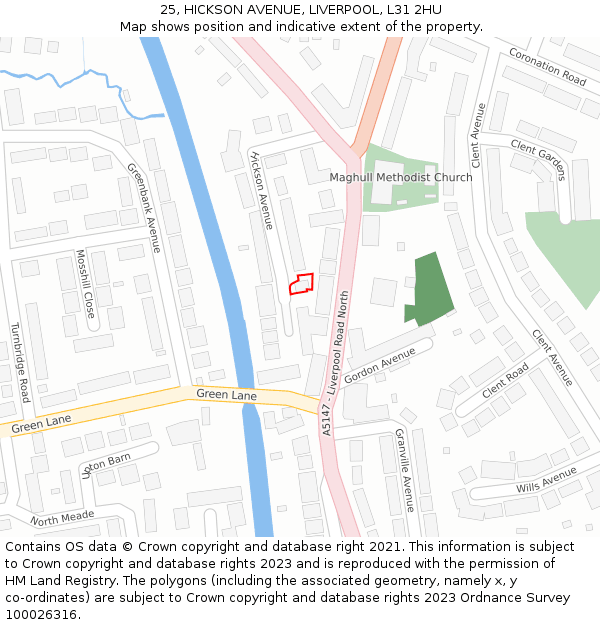 25, HICKSON AVENUE, LIVERPOOL, L31 2HU: Location map and indicative extent of plot