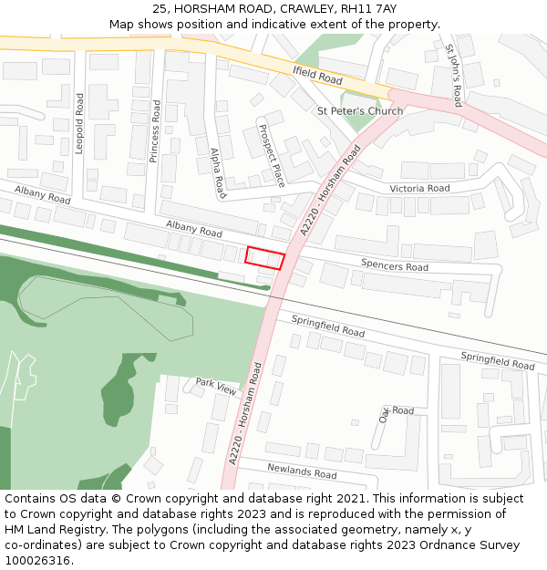 25, HORSHAM ROAD, CRAWLEY, RH11 7AY: Location map and indicative extent of plot