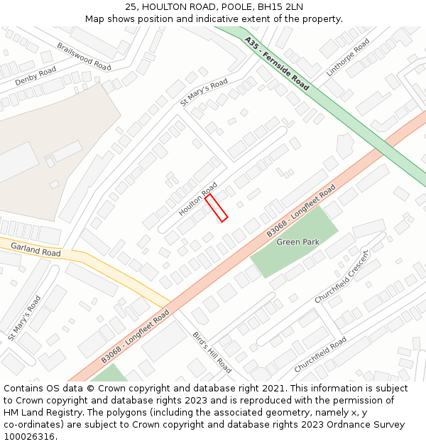 25, HOULTON ROAD, POOLE, BH15 2LN: Location map and indicative extent of plot