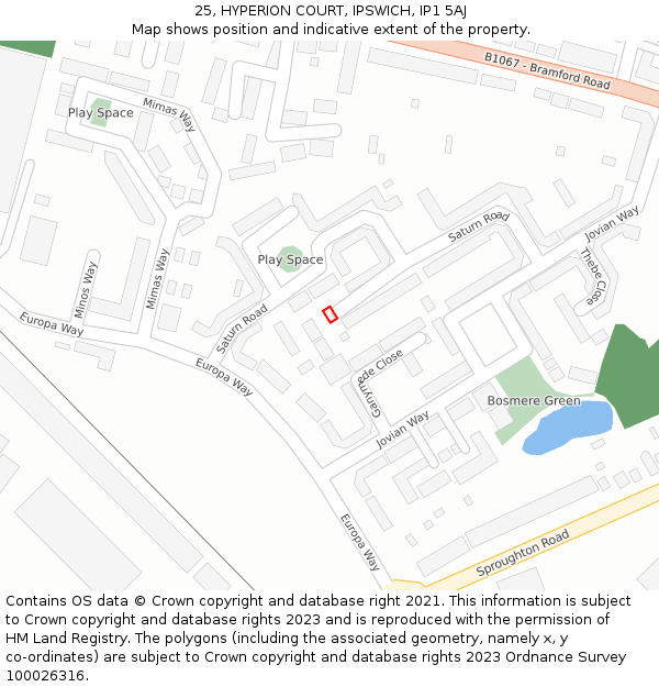 25, HYPERION COURT, IPSWICH, IP1 5AJ: Location map and indicative extent of plot