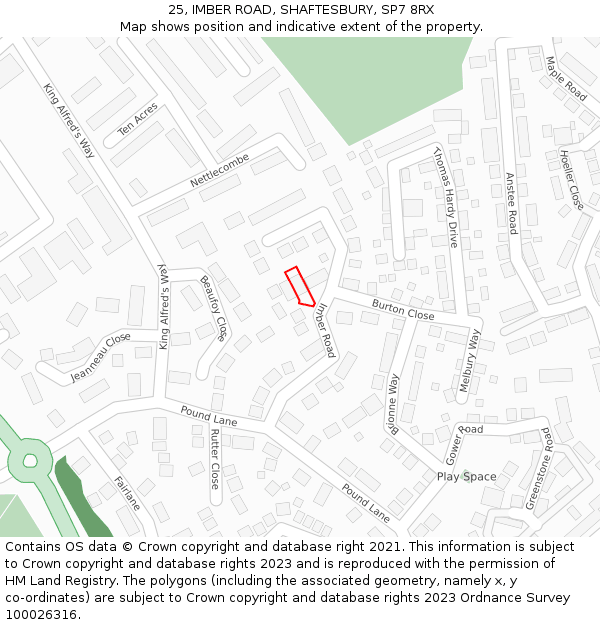 25, IMBER ROAD, SHAFTESBURY, SP7 8RX: Location map and indicative extent of plot