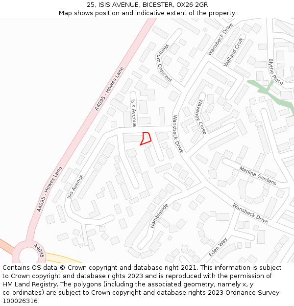 25, ISIS AVENUE, BICESTER, OX26 2GR: Location map and indicative extent of plot