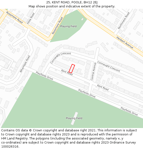 25, KENT ROAD, POOLE, BH12 2EJ: Location map and indicative extent of plot