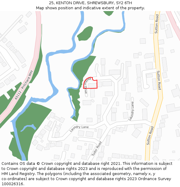 25, KENTON DRIVE, SHREWSBURY, SY2 6TH: Location map and indicative extent of plot