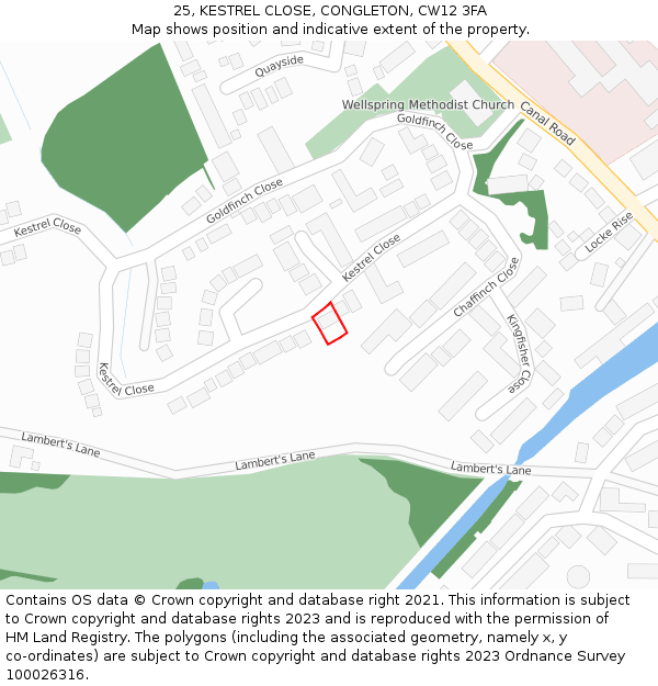 25, KESTREL CLOSE, CONGLETON, CW12 3FA: Location map and indicative extent of plot