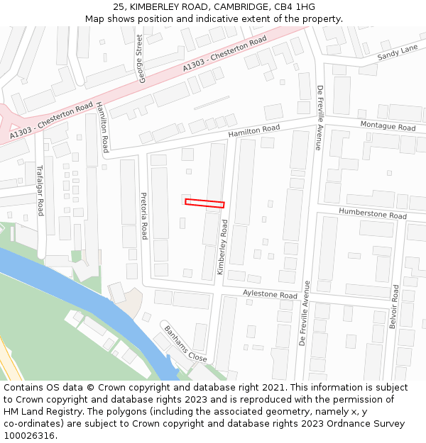 25, KIMBERLEY ROAD, CAMBRIDGE, CB4 1HG: Location map and indicative extent of plot