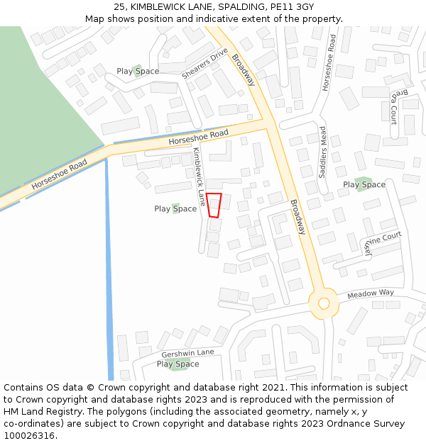 25, KIMBLEWICK LANE, SPALDING, PE11 3GY: Location map and indicative extent of plot