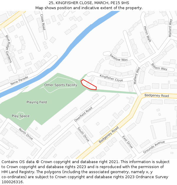 25, KINGFISHER CLOSE, MARCH, PE15 9HS: Location map and indicative extent of plot