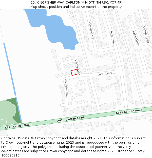 25, KINGFISHER WAY, CARLTON MINIOTT, THIRSK, YO7 4RJ: Location map and indicative extent of plot