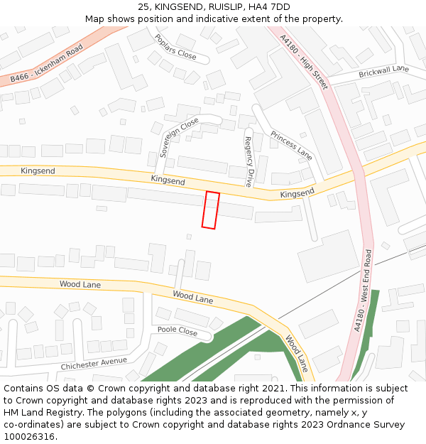 25, KINGSEND, RUISLIP, HA4 7DD: Location map and indicative extent of plot