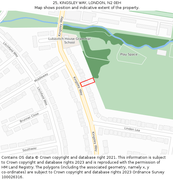 25, KINGSLEY WAY, LONDON, N2 0EH: Location map and indicative extent of plot