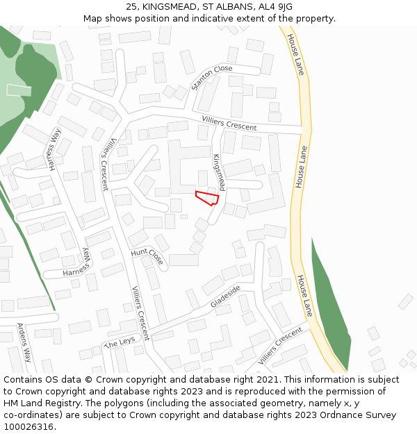 25, KINGSMEAD, ST ALBANS, AL4 9JG: Location map and indicative extent of plot
