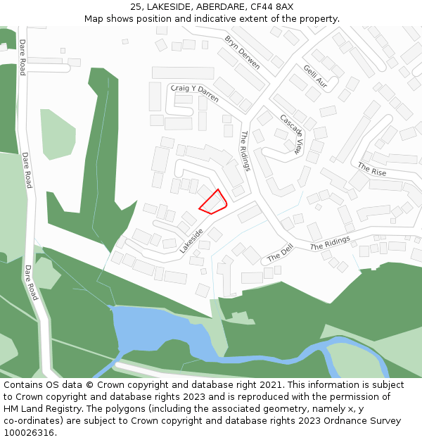 25, LAKESIDE, ABERDARE, CF44 8AX: Location map and indicative extent of plot