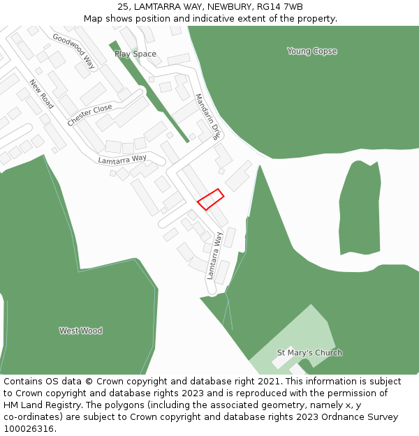 25, LAMTARRA WAY, NEWBURY, RG14 7WB: Location map and indicative extent of plot
