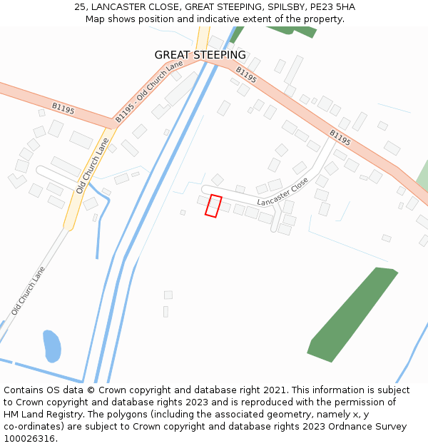 25, LANCASTER CLOSE, GREAT STEEPING, SPILSBY, PE23 5HA: Location map and indicative extent of plot