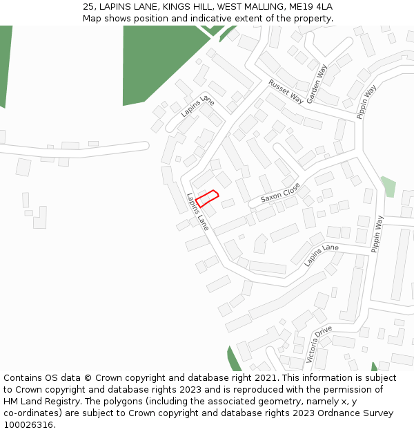 25, LAPINS LANE, KINGS HILL, WEST MALLING, ME19 4LA: Location map and indicative extent of plot