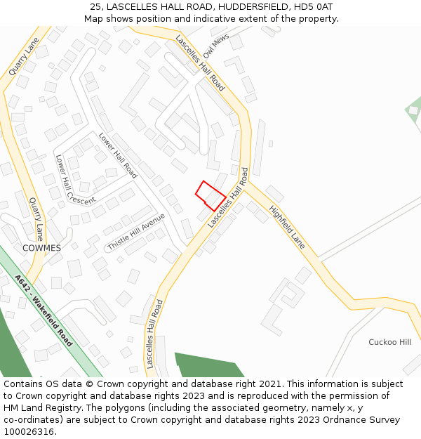 25, LASCELLES HALL ROAD, HUDDERSFIELD, HD5 0AT: Location map and indicative extent of plot