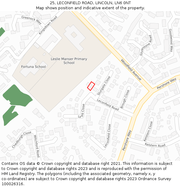25, LECONFIELD ROAD, LINCOLN, LN6 0NT: Location map and indicative extent of plot