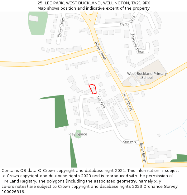 25, LEE PARK, WEST BUCKLAND, WELLINGTON, TA21 9PX: Location map and indicative extent of plot