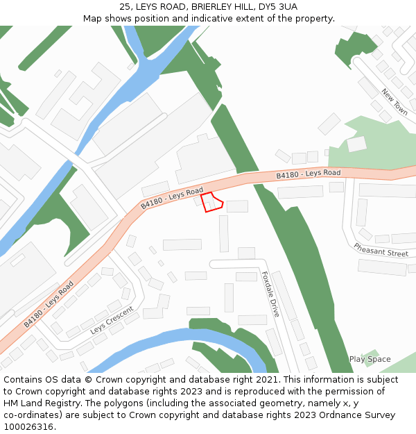 25, LEYS ROAD, BRIERLEY HILL, DY5 3UA: Location map and indicative extent of plot