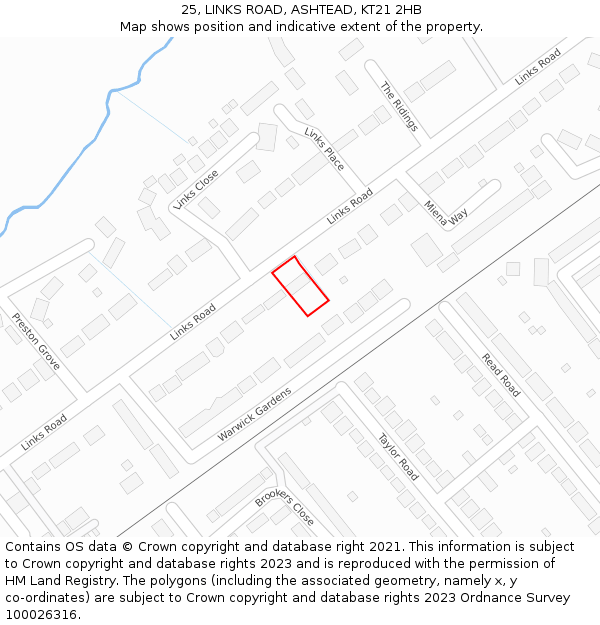 25, LINKS ROAD, ASHTEAD, KT21 2HB: Location map and indicative extent of plot