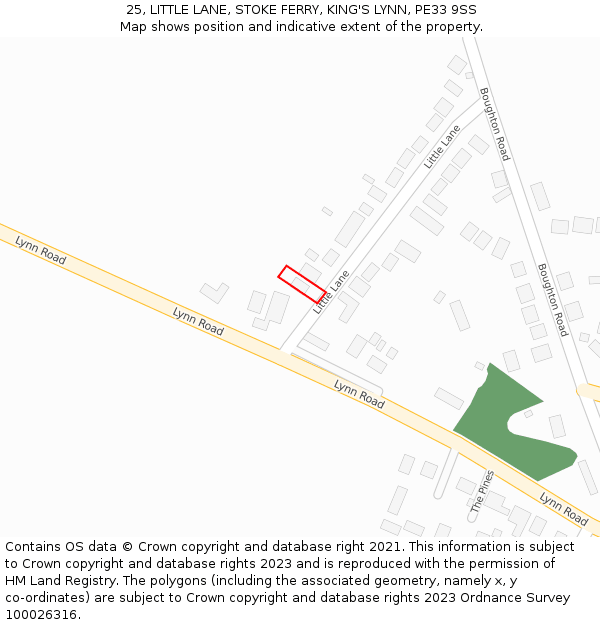 25, LITTLE LANE, STOKE FERRY, KING'S LYNN, PE33 9SS: Location map and indicative extent of plot