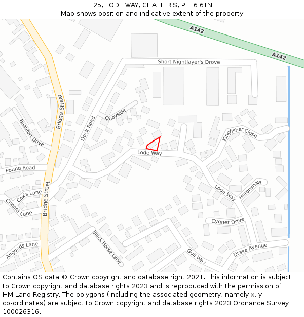 25, LODE WAY, CHATTERIS, PE16 6TN: Location map and indicative extent of plot