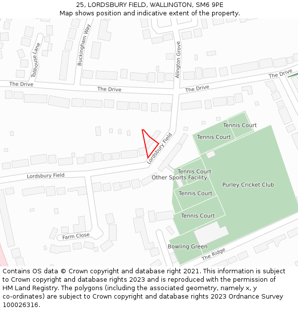 25, LORDSBURY FIELD, WALLINGTON, SM6 9PE: Location map and indicative extent of plot