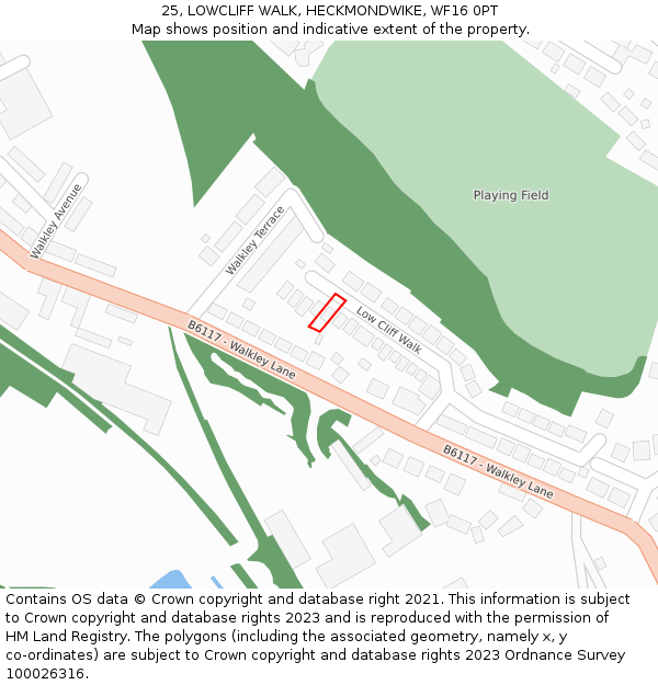 25, LOWCLIFF WALK, HECKMONDWIKE, WF16 0PT: Location map and indicative extent of plot