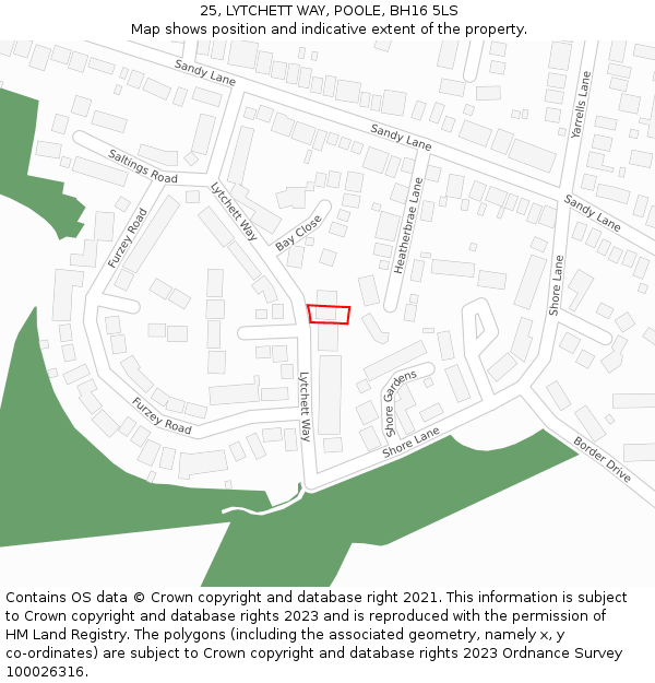 25, LYTCHETT WAY, POOLE, BH16 5LS: Location map and indicative extent of plot