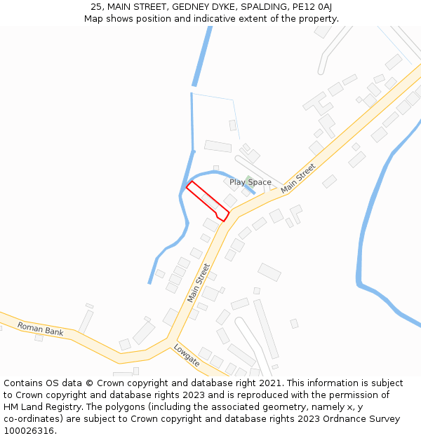 25, MAIN STREET, GEDNEY DYKE, SPALDING, PE12 0AJ: Location map and indicative extent of plot