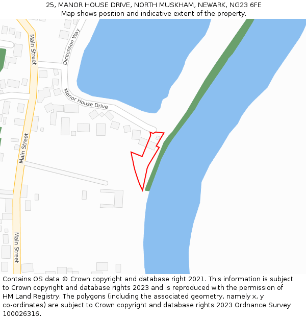 25, MANOR HOUSE DRIVE, NORTH MUSKHAM, NEWARK, NG23 6FE: Location map and indicative extent of plot