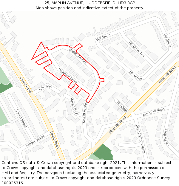 25, MAPLIN AVENUE, HUDDERSFIELD, HD3 3GP: Location map and indicative extent of plot