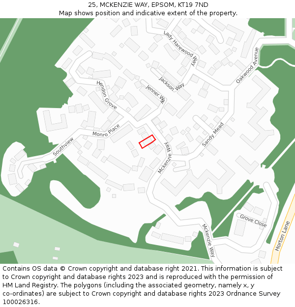 25, MCKENZIE WAY, EPSOM, KT19 7ND: Location map and indicative extent of plot