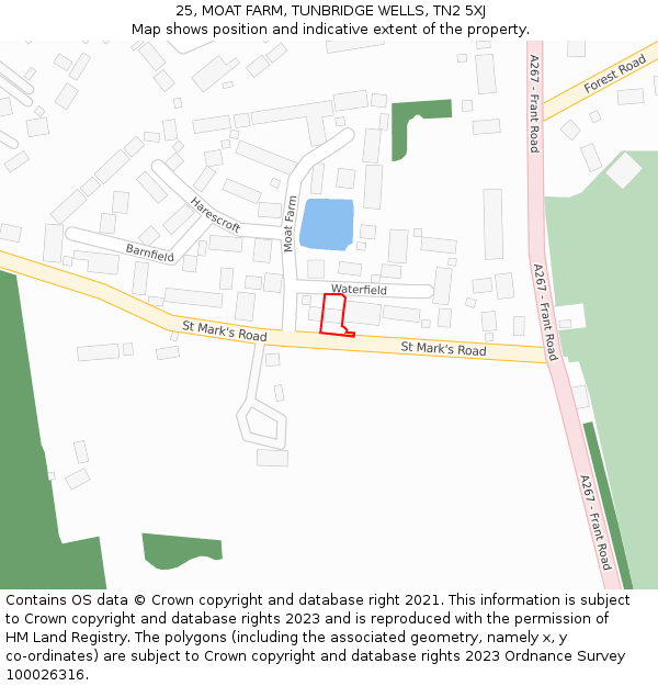 25, MOAT FARM, TUNBRIDGE WELLS, TN2 5XJ: Location map and indicative extent of plot