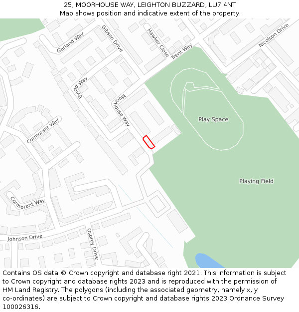 25, MOORHOUSE WAY, LEIGHTON BUZZARD, LU7 4NT: Location map and indicative extent of plot