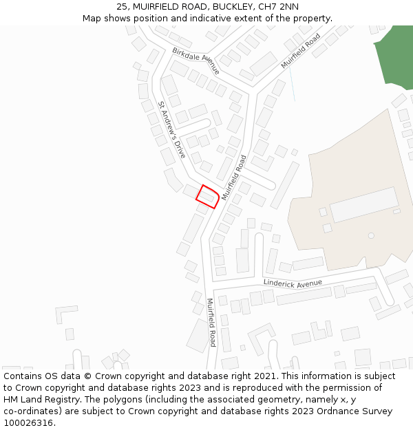 25, MUIRFIELD ROAD, BUCKLEY, CH7 2NN: Location map and indicative extent of plot