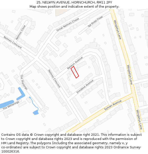 25, NELWYN AVENUE, HORNCHURCH, RM11 2PY: Location map and indicative extent of plot