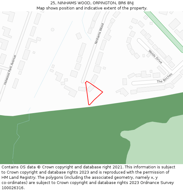 25, NINHAMS WOOD, ORPINGTON, BR6 8NJ: Location map and indicative extent of plot